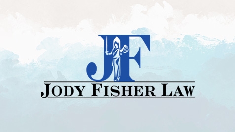 jody fisher law logo with sand and water in the background